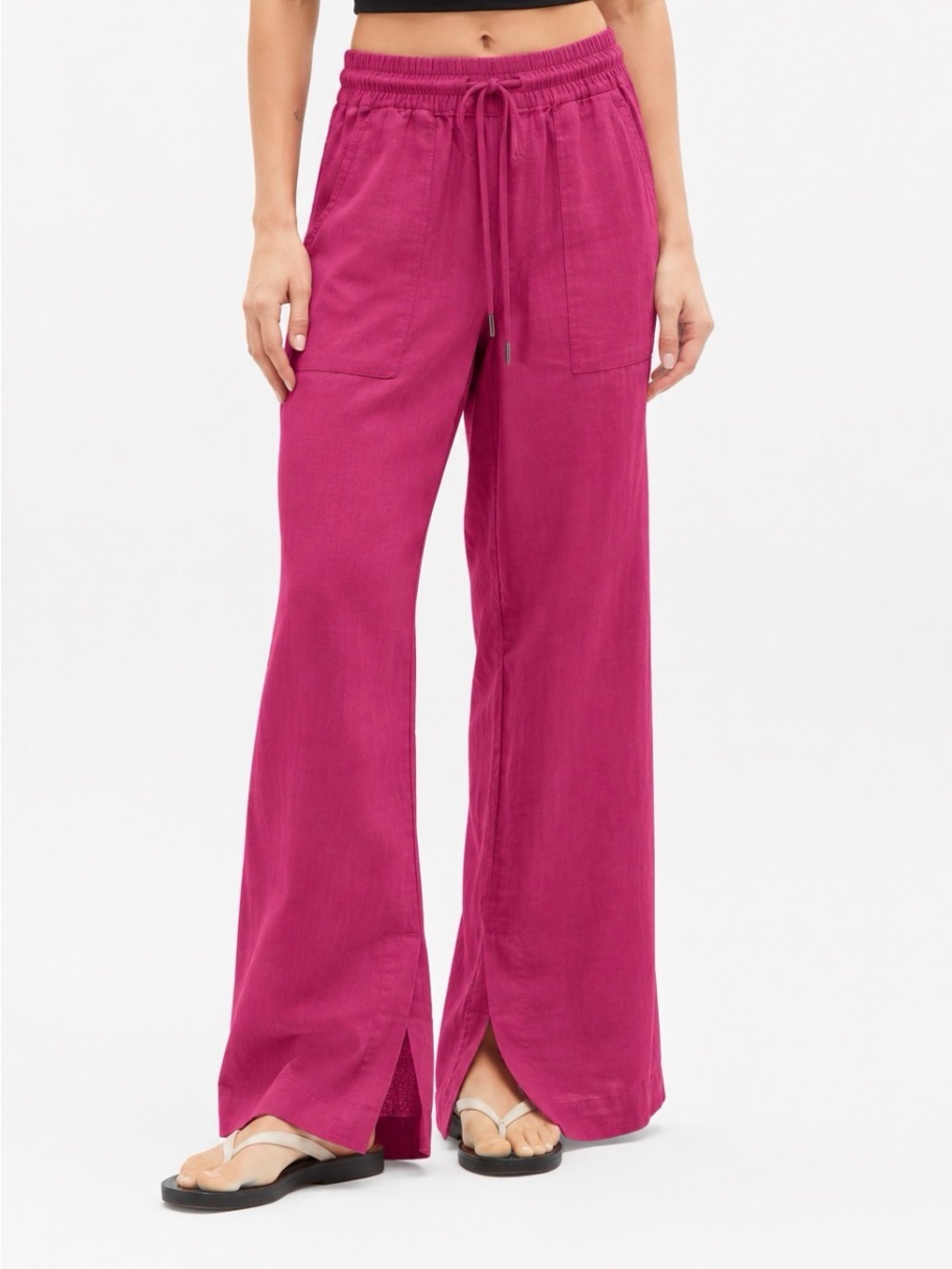 Athleta wide leg linen retreat  Pants in Fuchsia